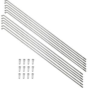 Meuey Lyot 255mm/10inch Stainless Steel Spokes Mountain Bike/Road Bike 14G MTB Spoke Silver with 14mm Spoke Nipples -12 PCS