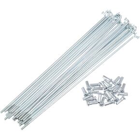 X AUTOHAUX 24pcs 13G J Bend Bicycle Galvanized Spokes 266mm 10.47" Cycle Spokes with Brass Nipples Steel Spokes for Mountain Bike MTB