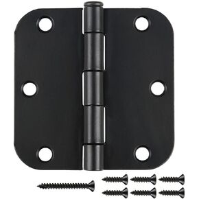30 Pack Matte Black Door Hinges 3.5 x 3.5 Inch, Rounded Interior Door Hinges with 5/8"Radius, Heavy-Duty Black Hinges for Doors Standard Bedroom Office Door Hardware Removable Pin,Farmhouse,Shed,Gate
