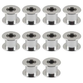 (Pack of 10)20 Teeth 5mm Bore 10mm Width Belt Black Tone GT2 Idler Pulley Aluminum Alloy Toothless Timing Belt Pulley Wheel for 3D Printer Accessory