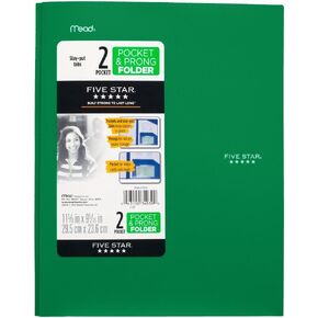 Five Star 2 Pocket Folders with Prong Fasteners, Stay-Put Folder, Folders with Pockets, Color Selected For You, 1 Count (34030)