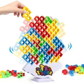 64 Pcs Tetra Tower Game | Stack Attack Game | Tetris Tower Game for Kids & Adult & Family | Balance Game | Board Game & Puzzle Game | Fun Game, Educational Family Games for Coordination & Creativity