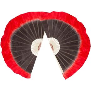 Aumulen Women 1 Pair 4" (10cm) Short Silk Belly Dance Fan Veils Hand Made Belly Dancing Folding Colorful Fans for Dance Performance in Kuwait