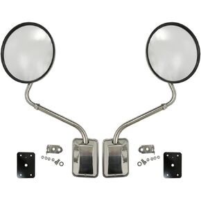 Hood Mirror 8" with Arm 304 Stainless Steel - Driver and Passenger Side (Fit: Freightliner Kenworth Peterbilt Volvo and a Variety of Trucks)