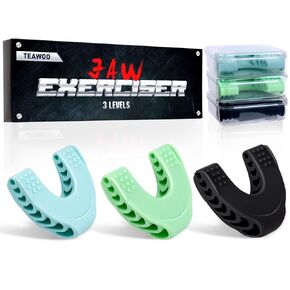 3PCS Jaw Shark Toner for Men & Women, 3 Resistance Levels Silicone Jaw Toner for Beginner, Intermediate & Advanced Users, Jawline Exerciser, Jaw Exerciser (Aqua/Green/Black)