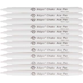 Air Erasable Fabric Marking Pen Disappearing Ink Makring Pen Fabric Marker Water Soluble Ink for Embroidery Cross Stitch Handicarft Needlework Quilting Tracing and Stitching, White Ink, Pack of 12