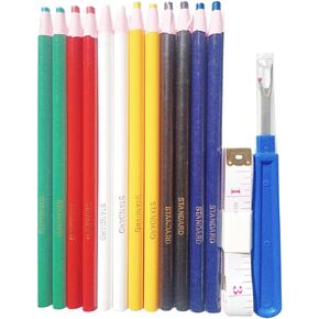 Dinggaogao 6 Colors 12 Pieces Sewing Mark Pencil Tailor's Marking and Tracing Tools,1 Soft Tape Measure,1 Thread Remover, Free Cutting Crayons Sewing Fabric Pencils