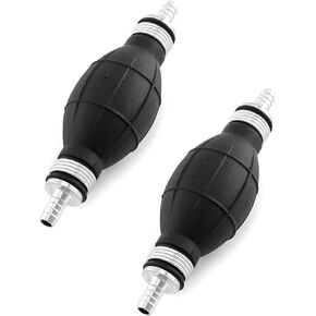 QWORK Fuel Transfer Pump, 2 Pack, 1/4" (6mm) Rubber Vacuum Fuel Line Hand Primer Pump Bulb Type for Marine Boat Gasoline, Black
