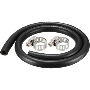 uxcell Fuel Line Hose 10mm I.D. 0.9M/3Ft Rubber Diesel Petrol Hose Engine Pipe Tubing with 2 Clamps