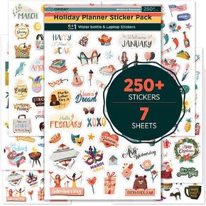 Happy Holiday Seasonal Planner Stickers - 500+ Cute Stickers for Daily Planners – Monthly Events, Halloween, Calendars, Journal, Female Empowerment, Teachers, +6 Water Bottle Stickers Pack
