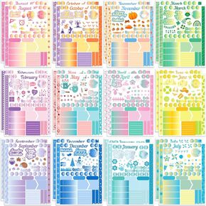 Teling 24 Sheets Holiday Stickers Seasonal Planner Calendar Stickers Monthly Seasonal Stickers Winter First Day of School Aesthetic Stickers Accessories for Scrapbook, Calendar, Planning(Holiday)