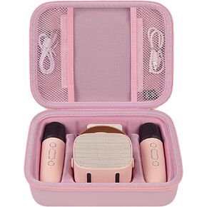 حافظة ميكروفون صغيرة لآلة الكاريوكي للأطفال من أجل YLL/لـ VERKB/لـ MEGUO/لـ UMEIJA/لـ Darkant/لـ Kingci/لـ Snowall 2 ميكروفونات لاسلكية، منظم حقيبة الألعاب للفتيات والأولاد الصغار (صندوق فقط) - وردي in Kuwait