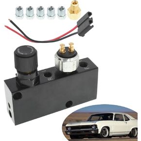 ANTUKO 3/16 Adjustable Proportioning Valve & Distribution Block Brake Disc with Five Stainless Steel Fittings Steel Replacement for Brake Lin Brake Light Switch and Wiring Pigtail