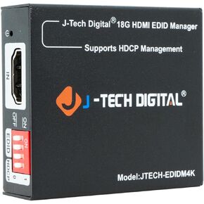 HDMI EDID Emulator HDCP Manager 4K60Hz Auto Downscaling, 8 EDID Modes & Custom EDID Settings, Power by USB C or HDMI, Supports CEC On/Off by J-Tech Digital [JTECH-EDIDM4K]