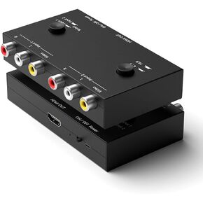 5-in-1 HDMI/AV Switcher, RCA to Digital Converter – 2 AV & 3 HDMI Inputs, Support HDR & HDCP 2.2 & Full 3D for Sega/Xbox/PS1/PS2/Xbox,PS5/PS4,Roku,Fire Stick