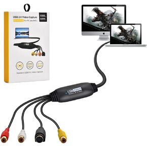 VHS to Digital Converter,Video Capture Card USB 2.0 Audio Video Capture Card Device Old VHS Mini DV Hi8 DVD VCR to Digital Converter for Mac, PC Support Windows 2000/10 / 8/7 / Vista/XP/Android