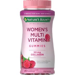 Nature's Bounty Optimal Solutions Women's Multivitamin, Immune and Cellular Energy Support, Bone Health, Raspberry Flavor, 80 Gummies
