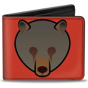 Buckle-Down Men's Wallet, Bifold, Brown Bear Repeat Orange, Vegan Leather, 4.0" x 3.5"