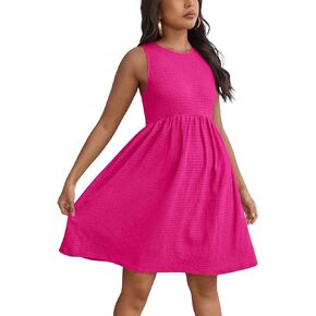 MakeMeChic Women's Maternity Sleeveless A Line Tank Dress Pregnancy Round Neck Short Dress