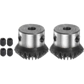 HARFINGTON 2pcs Bevel Gear 1M 20 Teeth 5mm Shaft Hole 1:1 Tapered Bevel Pinion Gear 45# Steel 1 Module 90 Degree Steering Gear, for Hardware Mechanical Rotation