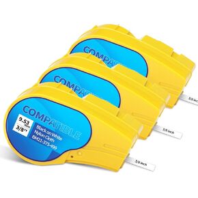 شريط ملصقات قماش نايلون M21-375-499 بديل من 3 قطع لتحديد الهوية العامة ووضع علامات على الأسلاك، أسود على أبيض، يعمل مع BMP21-PLUS، BMP21-LAB، BMP21، IDPAL، طابعة ملصقات LABPAL، 0.375 بوصة عرض، 16'L in Kuwait