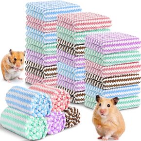Moukeren 20Pcs Guinea Pig Fleece Bedding Blankets Bulk Washable Small Animal Fleece Cage Liners Pet Wash Cloth Sleeping Mat Cover for Hamster Chinchilla Rabbit Hedgehog(Light Gray, 14 x 30 Inch)