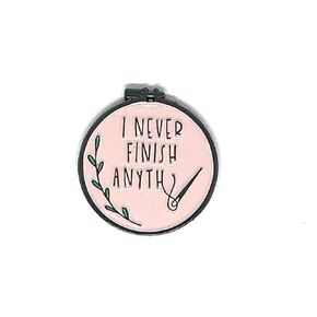 I Never Finish Anything Pink & Black Sarcastic Enamel Needle Minder