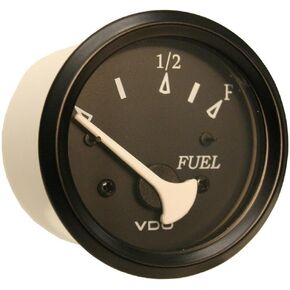 VDO 301-11802 Cockpit Marine Fuel Level Gauge Use with Marine 240-33 Ohm Fuel Senders 12V - Black