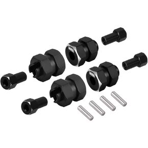 INJORA Black Stainless Steel Wheel Hex Hub +5mm Extenders for Axial SCX24 Upgrade 1/24 RC Crawler, 12g/Set