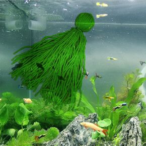 Fgnaic Fish Breeder Spawning Mop for Fish Tank, Floating Fish Breeding Mop for Egg Laying, Decorative Aquarium Grass (Army Green)