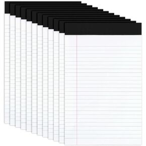 Goefun Note Pads 5x8 Narrow Ruled 12 Pack Samll Notepad, 30 Sheets Legal Pads 5x8, Perforated White Notepads Paper for Office, School, College