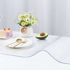 Clear Vinyl Tablecloth Protector 15.8 x 23.6 Inch,2mm Thick Clear Plastic Table Cloths,Clear PVC Table Cover Protector, Rectangular Transparent Non-Slip Desk Pads Mats for Countertop,Kitchen Table
