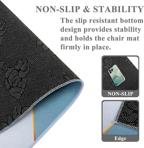 Office Chair Mat for Hardwood Floor and Low Pile Carpet Gaming Chair Mat 36×48 Inch Rectangular Rug Floor Protector Desk Chair Mat for Tile Floors Floor Mat Anti Slip (Multi-01) in Kuwait