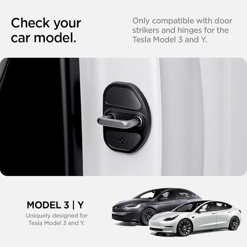غطاء Spigen Door Striker مع غطاء مفصلي (إصدار كربوني) مصمم لطراز Tesla 3 وY [متوافق مع تحديث الطراز 3 2024] (مجموعة من 4) in Kuwait