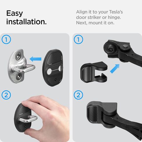 غطاء Spigen Door Striker مع غطاء مفصلي (إصدار كربوني) مصمم لطراز Tesla 3 وY [متوافق مع تحديث الطراز 3 2024] (مجموعة من 4) in Kuwait