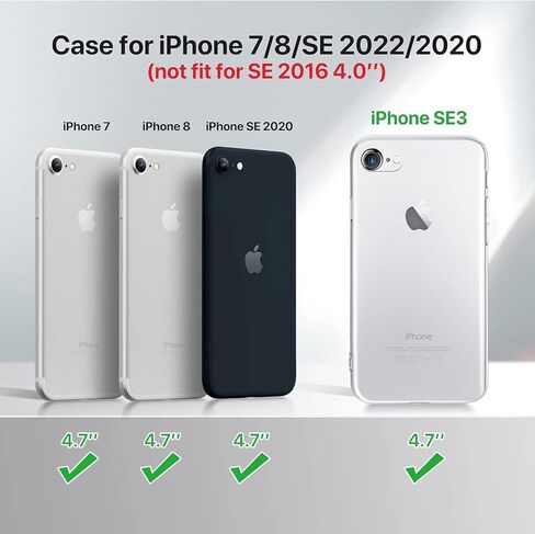 GROZHJAL for iPhone SE Case 2022/3rd/2020/2nd gen,iPhone 8/7 case, Non-Yellowing Shockproof Phone Bumper Cover, Anti-Scratch Clear Back(Clear, iPhone se 2022/2020 iPhone 8/iPhone 7) in Saudi Arabia