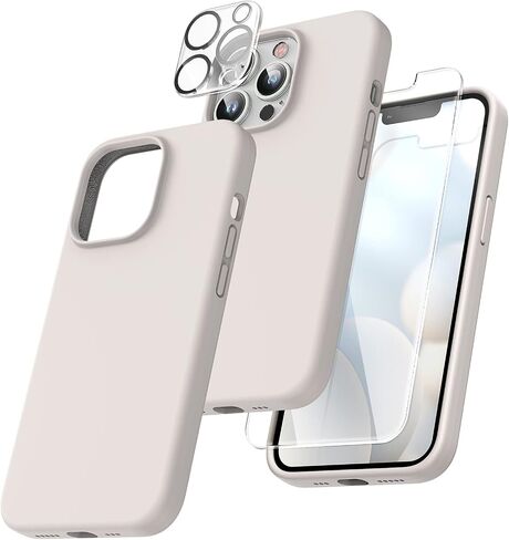 TOCOL [جراب 5 في 1 لهاتف iPhone 13 Pro، مع 2 واقي شاشة + 2 واقي عدسة الكاميرا، جراب هاتف نحيف من السيليكون iPhone 13 Pro 6.1 بوصة، [مضاد للخدش] [حماية من السقوط]، حجر in Saudi Arabia