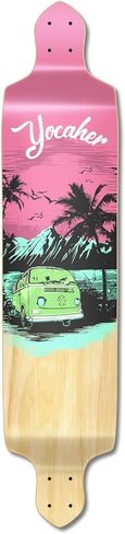 لوح تزلج Yocaher Longboard Drop Down Cruiser مقاس 41.25 بوصة × 10 بوصة مع شريط قبضة أسود ممتاز من BLACKWIDOW - (السطح فقط - وردي N' Mint) in Kuwait