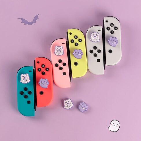 4 قطع من BLINGKIYO عصا التحكم في الهالوين بمقبض الإبهام اللطيف، غطاء تناظري للتبديل OLED Joycon أغطية قبضة الإبهام للتبديل والتبديل لايت والتبديل OLED-Ghost in Kuwait