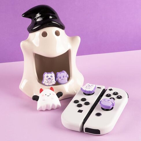 4 قطع من BLINGKIYO عصا التحكم في الهالوين بمقبض الإبهام اللطيف، غطاء تناظري للتبديل OLED Joycon أغطية قبضة الإبهام للتبديل والتبديل لايت والتبديل OLED-Ghost in Kuwait