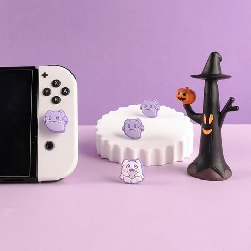 4 قطع من BLINGKIYO عصا التحكم في الهالوين بمقبض الإبهام اللطيف، غطاء تناظري للتبديل OLED Joycon أغطية قبضة الإبهام للتبديل والتبديل لايت والتبديل OLED-Ghost in Kuwait