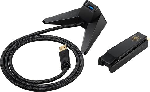 محول USB MSI AXE5400 WiFi 6E - شبكة WLAN تصل إلى 5400 ميجابت في الثانية (6 جيجا هرتز، 5 جيجا هرتز، 2.4 جيجا هرتز لاسلكي)، USB 3.2 Gen 1، MU-MIMO، 2X هوائيات ثلاثية الموجات عالية الكسب، Beamforming، WPA3 - حامل متضمن in Saudi Arabia