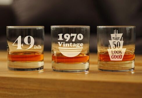 Make 50 Look Good - Funny 50th Birthday Whiskey Rocks Glass Gifts for Men & Women Turning 50 - Whisky Drinking Tumbler in Saudi Arabia