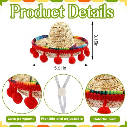 ALIBBON Mini Sombrero Hat for Pet, Cinco de Mayo Pet Straw Hat Multicolor Dog Hat Mexican Fiesta Cat Hat Dog Cat Birthday Hat Mexican Hat for Pets/Puppy/Cat Fiesta Party Decoration in Saudi Arabia