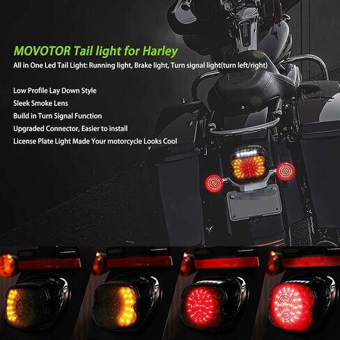 Motorcycle Led Tail Light LED Brake Turn Signal Rear Light Low Profile Taillights Compatible with Dyna Sportster 883 1200 Road King (Smoked) in Saudi Arabia