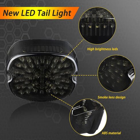 Motorcycle Led Tail Light LED Brake Turn Signal Rear Light Low Profile Taillights Compatible with Dyna Sportster 883 1200 Road King (Smoked) in Saudi Arabia