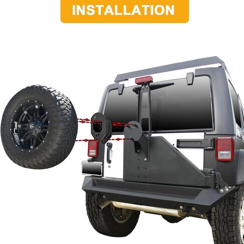 طقم فاصل حامل الإطارات الاحتياطية من WeiSen متوافق مع 1987-2018 Jeep Wrangler JK TJ YJ | إطارات تصل إلى 33 بوصة، باللون الأسود in Saudi Arabia
