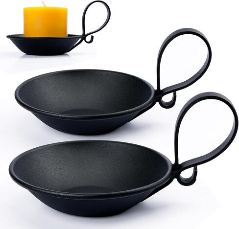 Matte Black Iron Pillar Candle Holder, with Handle, Simple Industrial Style ，Table Centerpiece Decoration. in Saudi Arabia