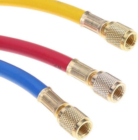 Refrigerant Charging Hose with Ball Valve Apply to R134A R12 R22 R502 R404 Refrigerant Air Conditioning Manifold Gauge 1/4" Thread Hose Set 60" Red/Yellow/Blue (Pack of 3) in Saudi Arabia