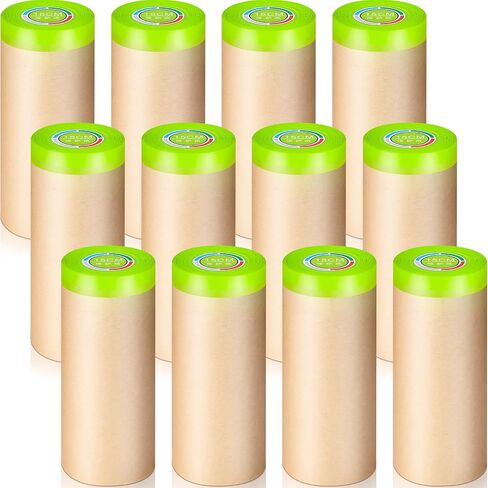Frienda 12 Rolls Masking Paper Each 50 Feet Tape Paint Masking Paper Rolls Painters Paper Paint Adhesive Protective Paper for Painting Car Automotive Body Protection Wall Covering Skirting(18 Inch) in Saudi Arabia